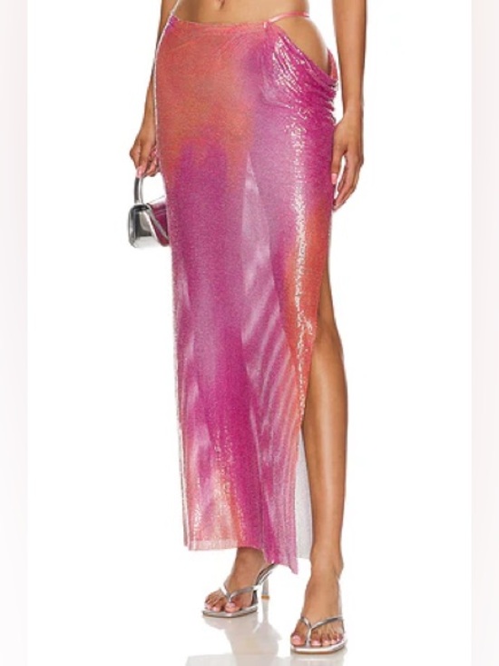 Lovers + Friends Dresses & Skirts - Lovers + Friends Pink to Orange Ombre Sheer Asymmetrical Maxi Skirt - nwt XS